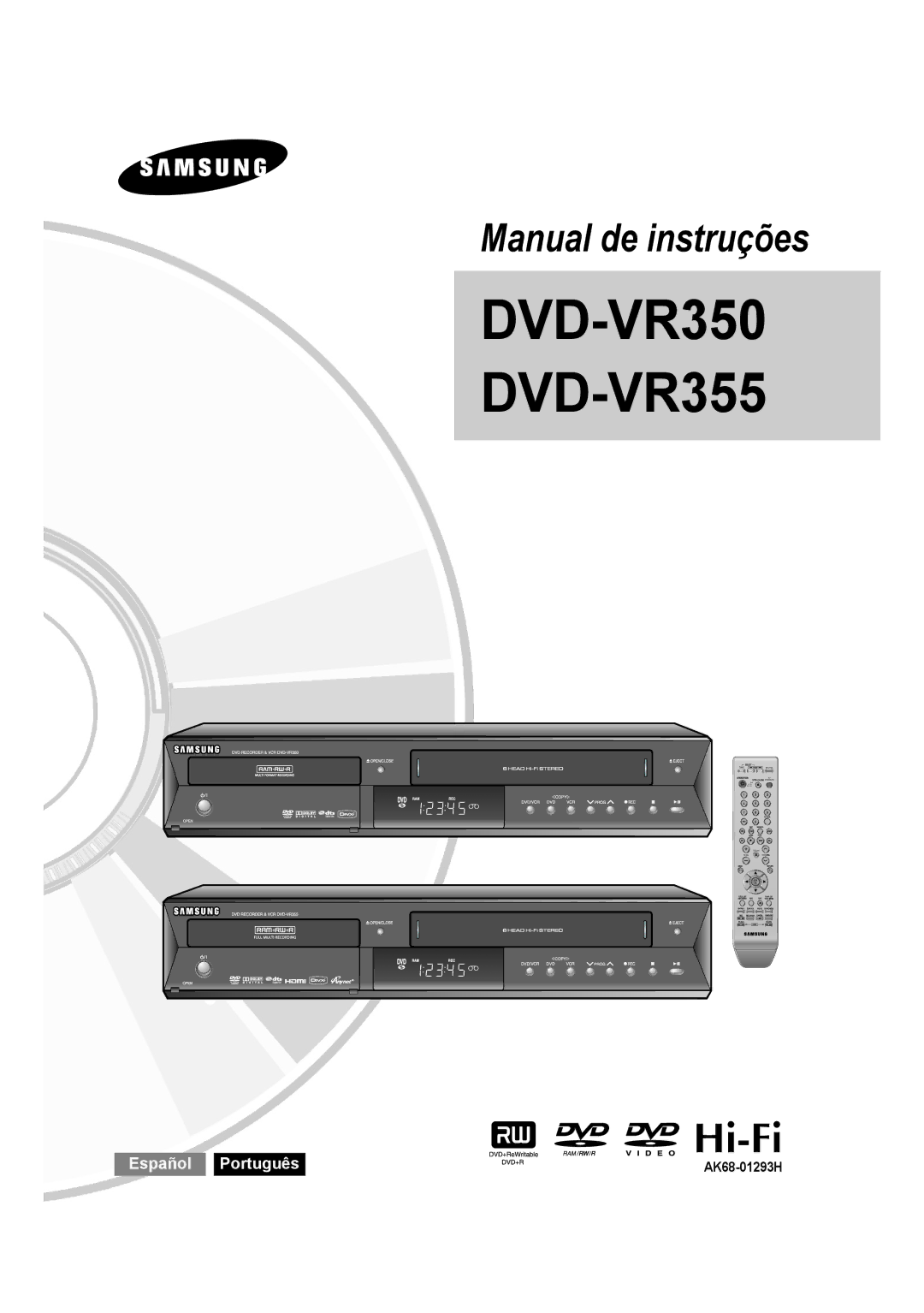 Samsung DVD-VR350/XEC, DVD-VR355/XEC, DVD-VR355/EUR, DVD-VR350/EUR manual Manual de instruções 