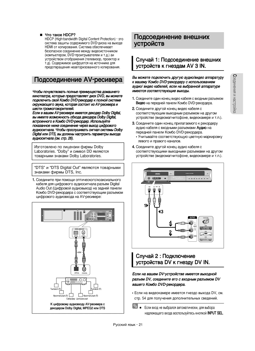 Samsung DVD-VR350/XEE manual Óúó Ú‡Íóâ Hdcp?, ‚‡¯ÂÏÛ äÓÏ·Ó DVD-ÂÍÓ‰ÂÛ Ò ËÒÔÓÎ¸ÁÓ‚‡ÌËÂÏ, ËÏÂ˛ÚÒﬂ ÒÓÓÚ‚ÂÚÒÚ‚Û˛˘ËÂ ‚˚ıÓ‰˚ 