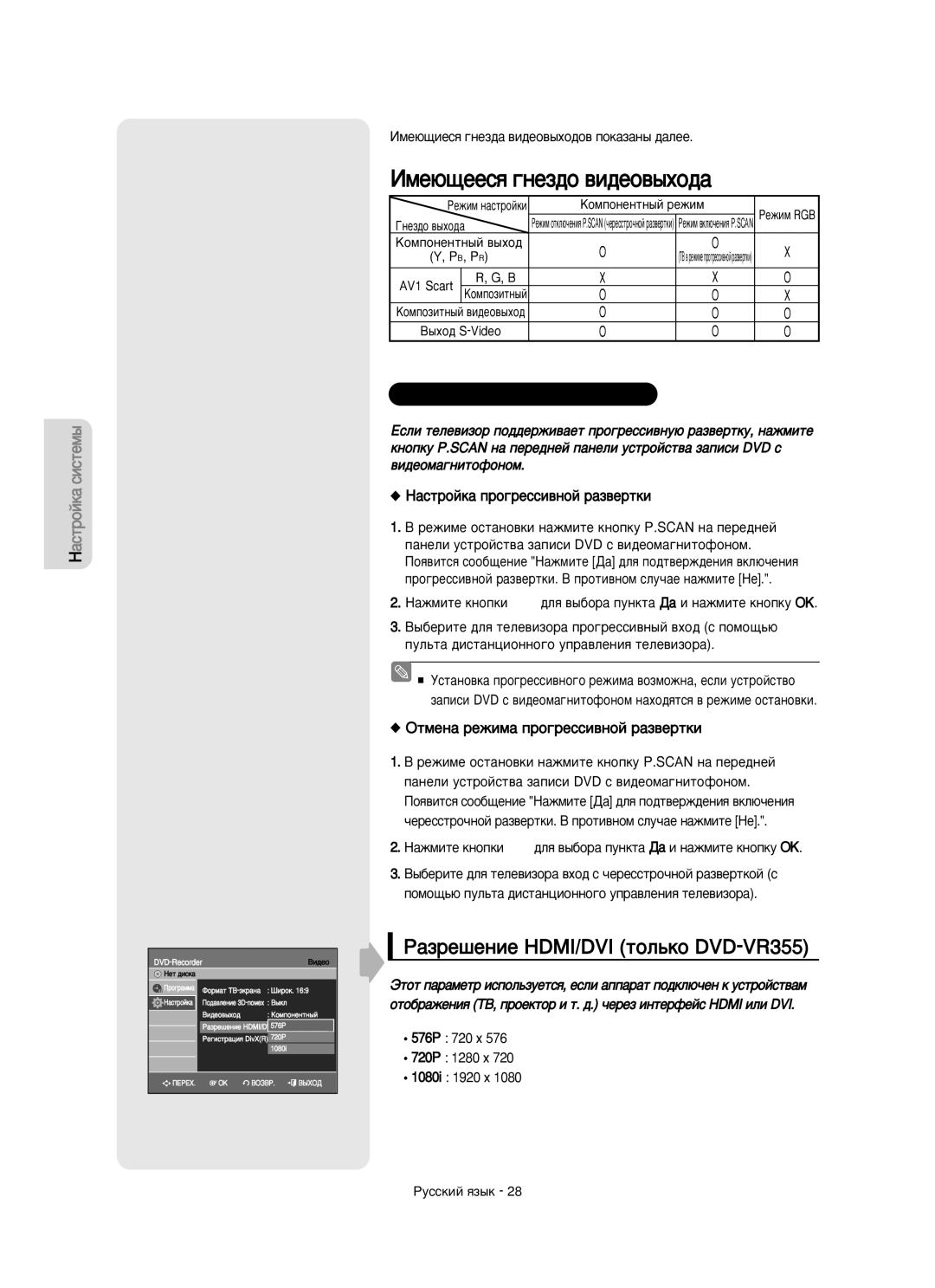 Samsung DVD-VR350/XEE manual ÀÏÂ˛˘ÂÂÒﬂ „ÌÂÁ‰Ó ‚Ë‰ÂÓ‚˚ıÓ‰‡, ‡ÁÂ¯ÂÌËÂ HDMI/DVI ÚÓÎ¸ÍÓ DVD-VR355 