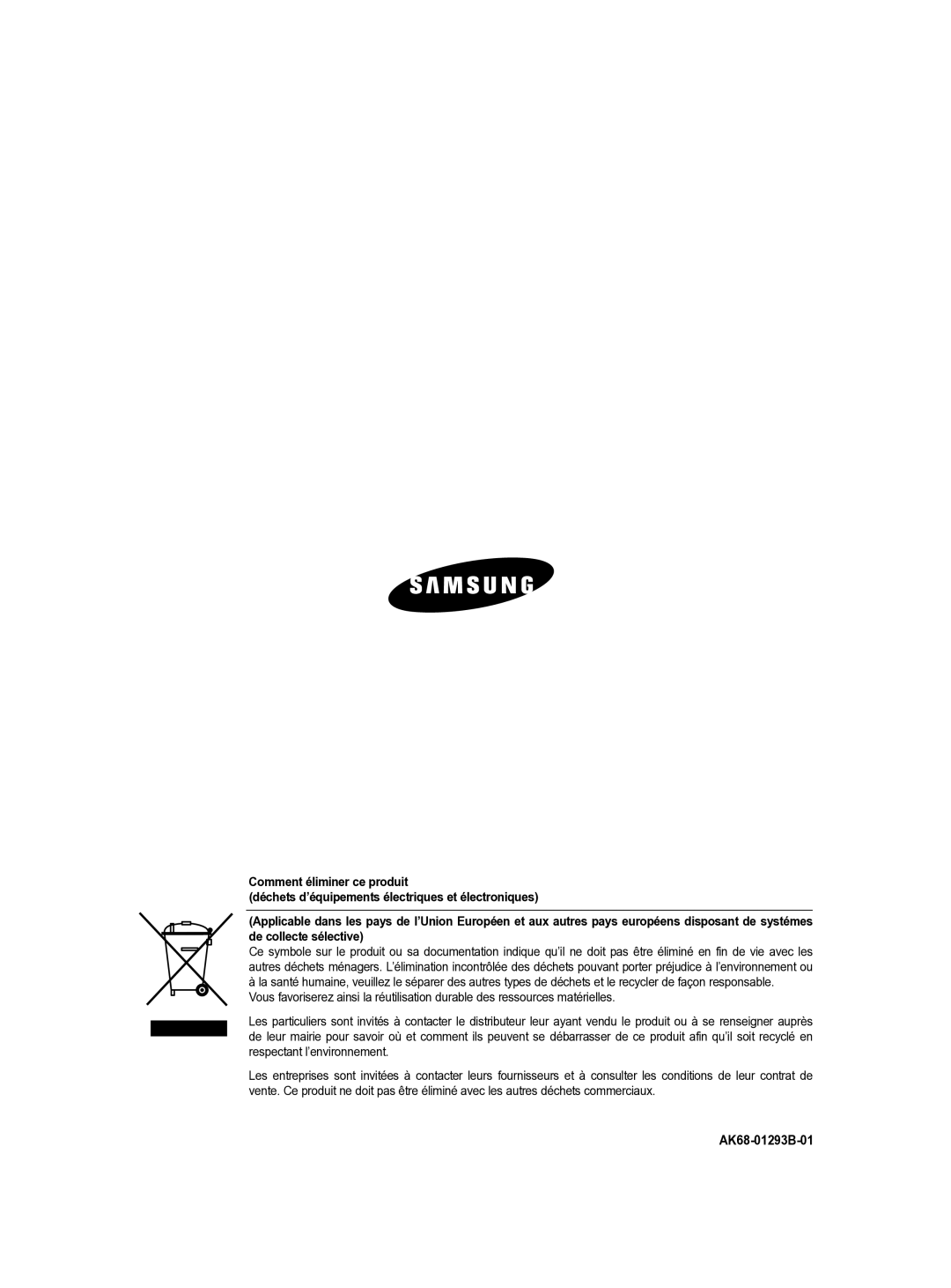 Samsung DVD-VR350/XEF manual AK68-01293B-01 