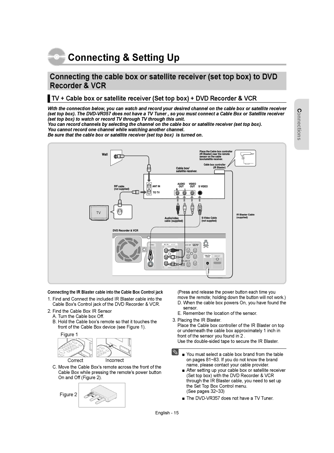 Samsung DVD-VR357 instruction manual Connecting & Setting Up 