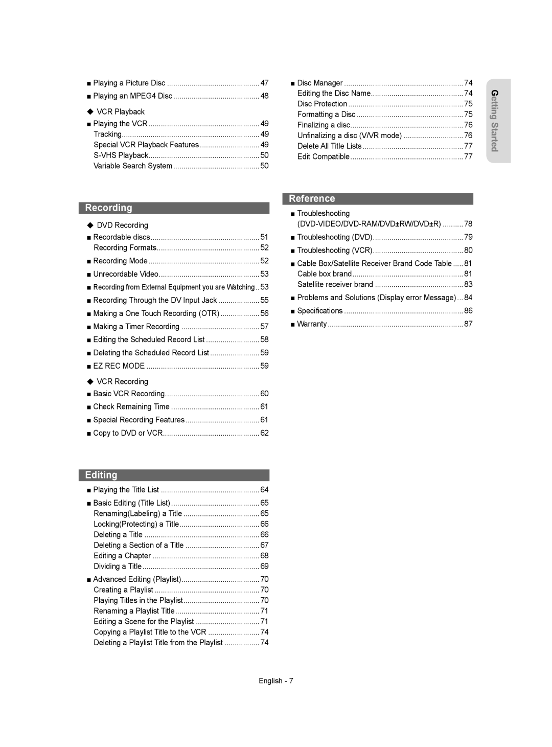 Samsung DVD-VR357 instruction manual EZ REC Mode, Troubleshooting, Dvd-Video/Dvd-Ram/Dvd±Rw/Dvd±R 