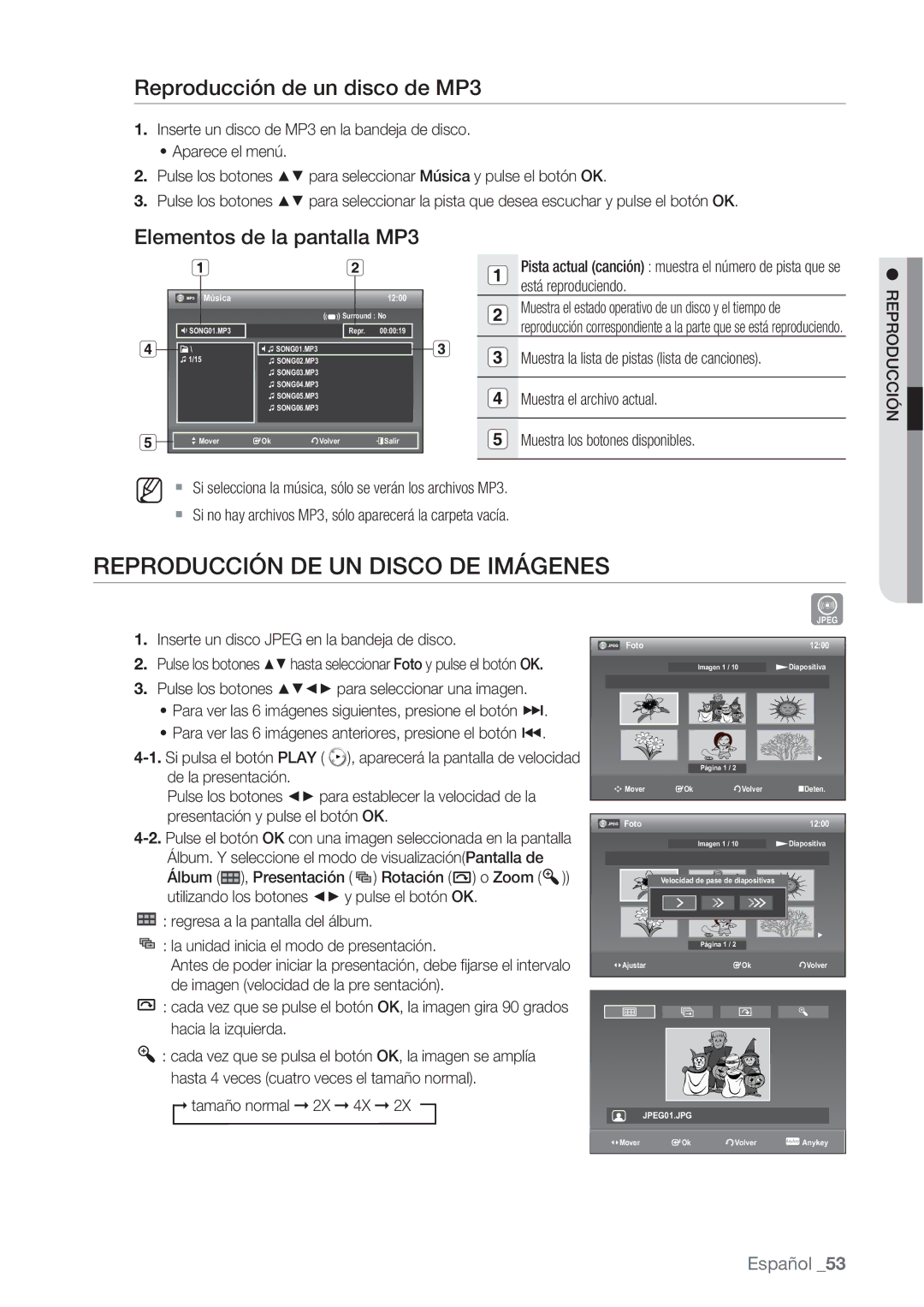 Samsung DVD-VR370/XEC Reproducción DE UN Disco DE Imágenes, Reproducción de un disco de MP3, Elementos de la pantalla MP3 