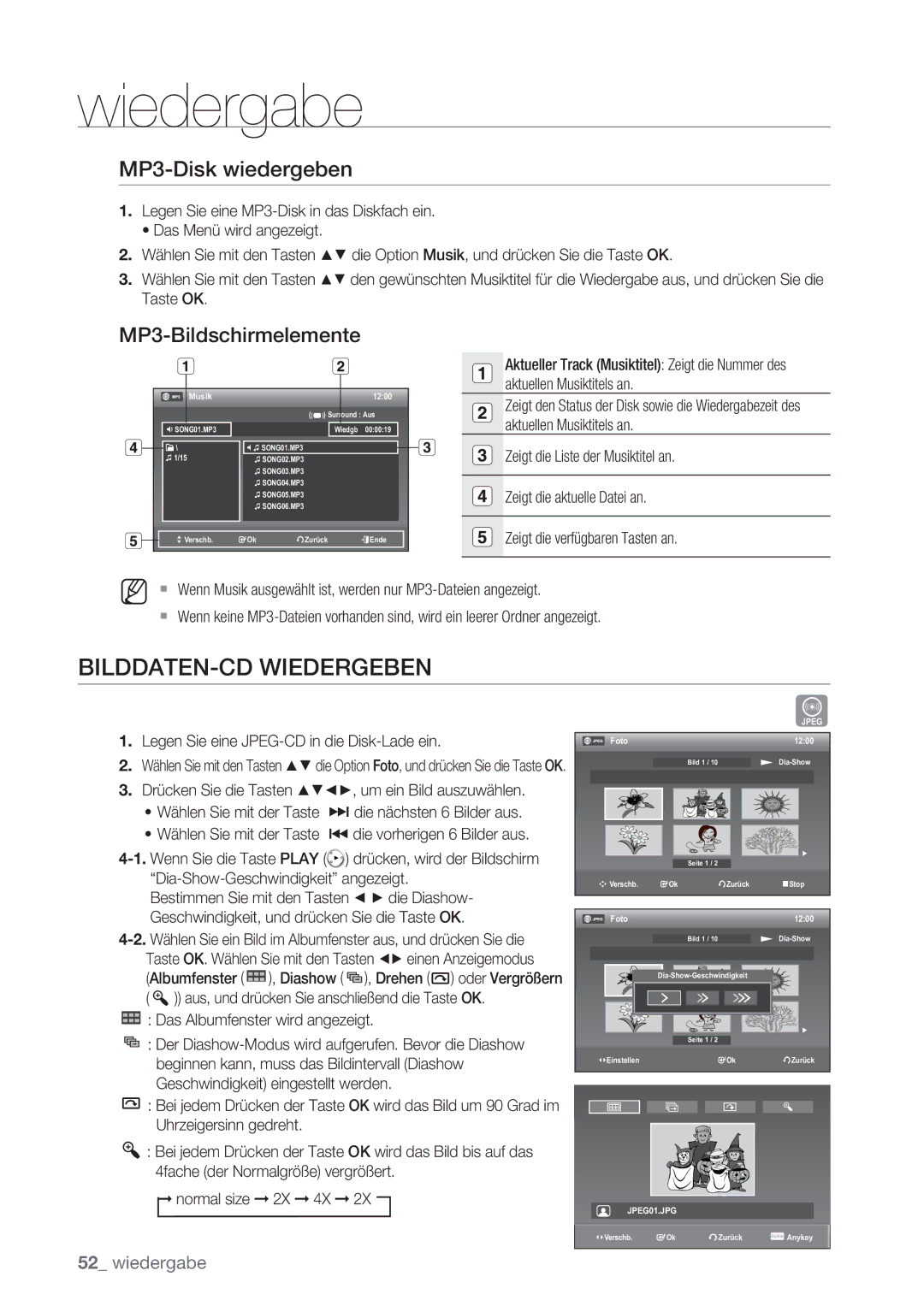 Samsung DVD-VR370/XEG, DVD-VR370/XEN BILDDATEN-CD Wiedergeben, MP3-Disk wiedergeben, MP3-Bildschirmelemente, Foto 1200 