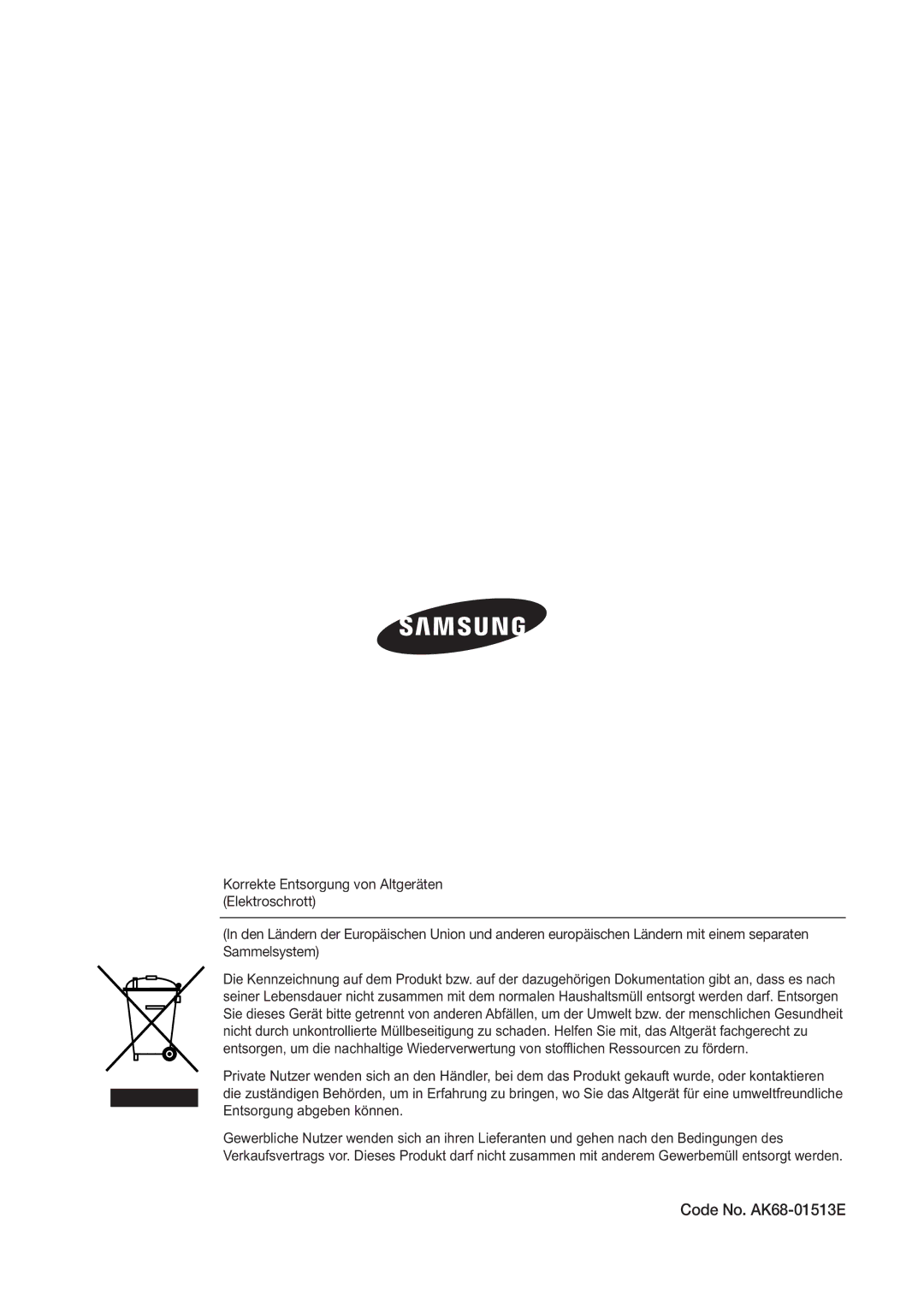 Samsung DVD-VR370/XEN, DVD-VR370/XEG manual Code No. AK68-01513E 