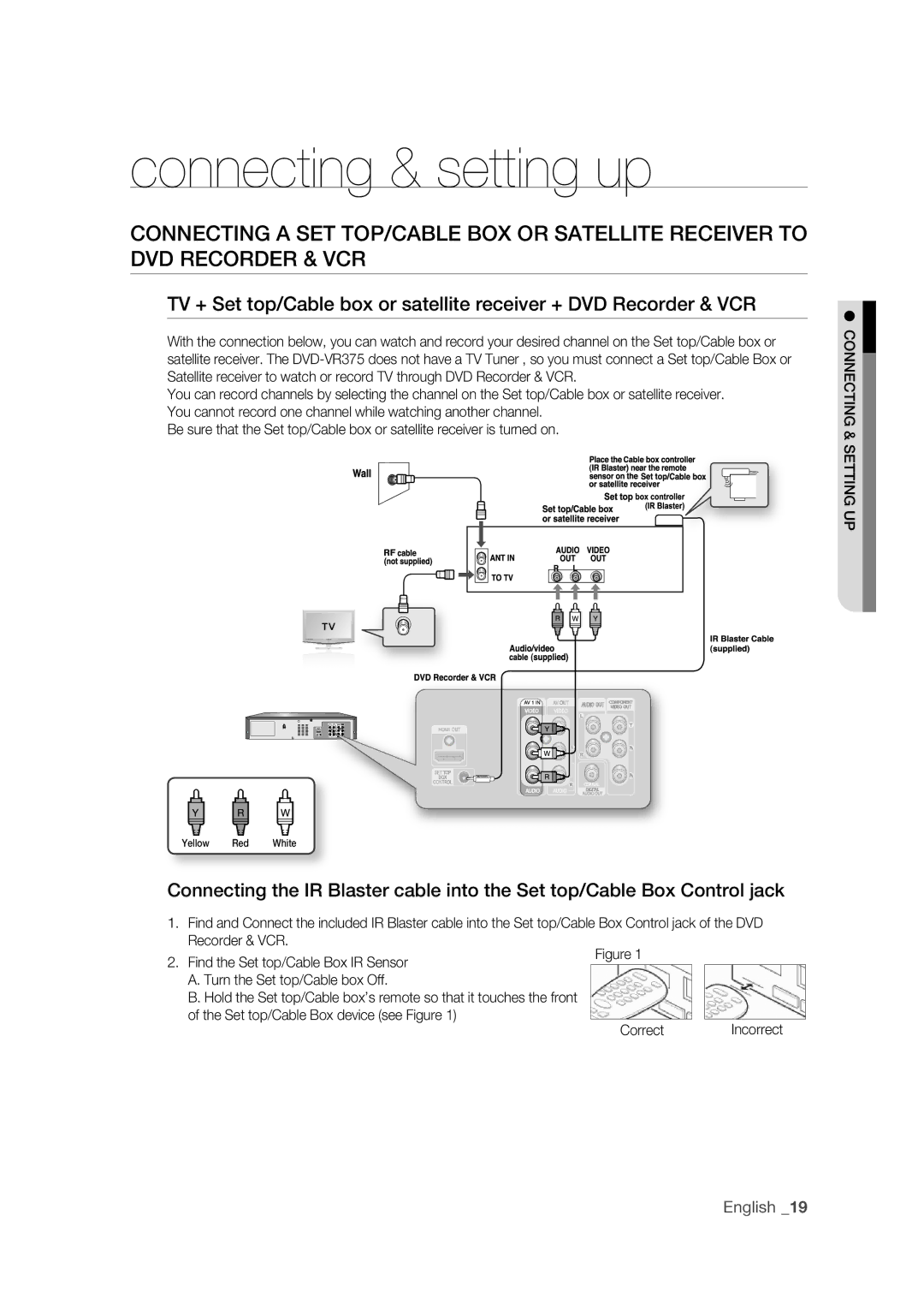 Samsung DVD-VR375 user manual Connecting & setting up, Connecting & Setting UP 