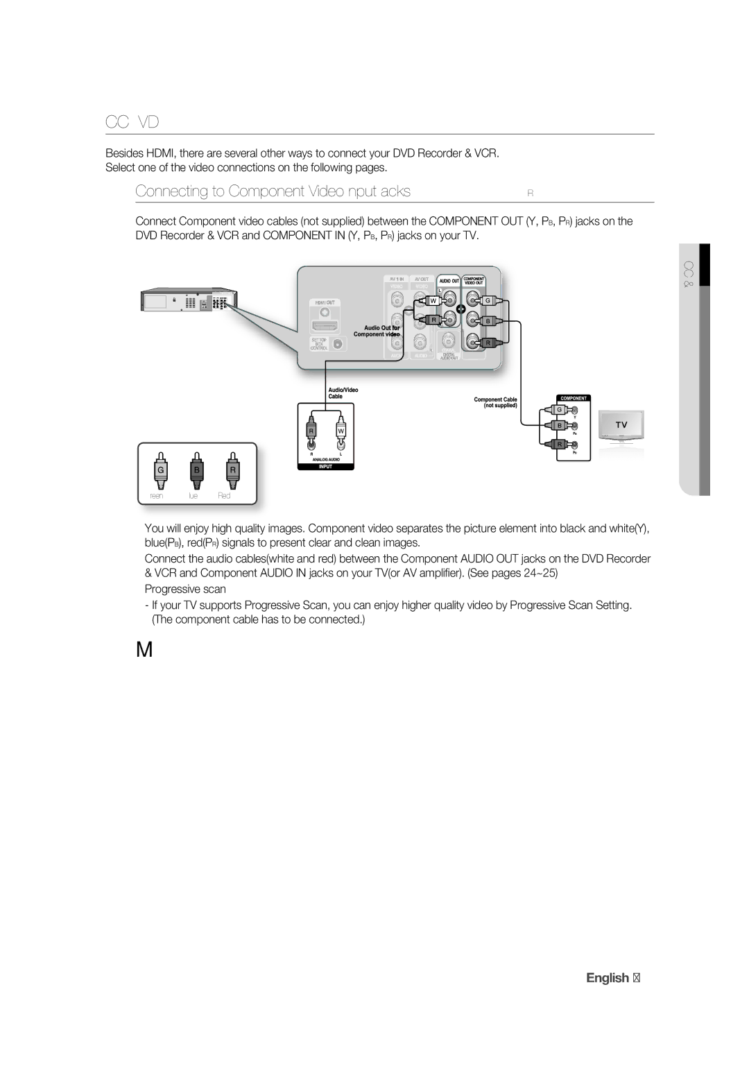 Samsung DVD-VR375 user manual Connecting the Video Output, Connecting to Component Video Input Jacks Y, PB, PR 