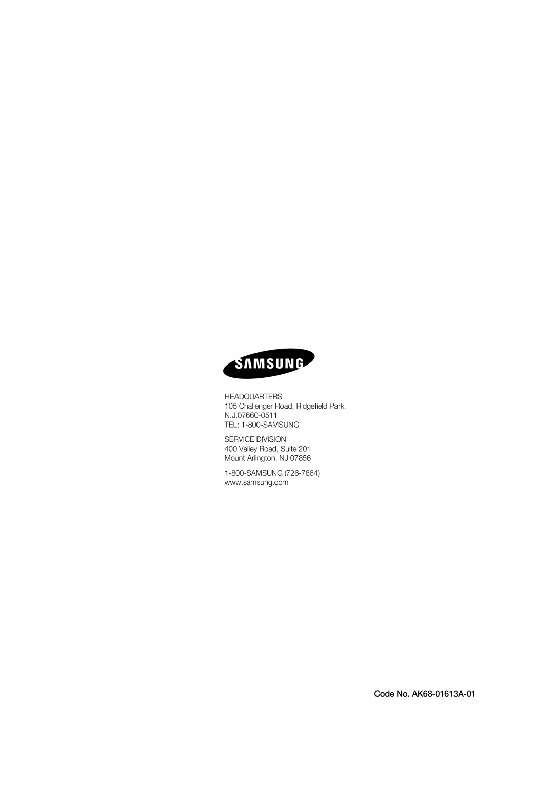 Samsung DVD-VR375 user manual Code No. AK68-01613A-01 