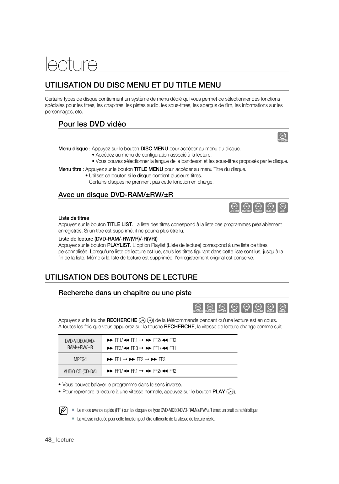 Samsung DVD-VR375A/XEF manual Zxcvbkld, Utilisation DU Disc Menu ET DU Title Menu, Utilisation DES Boutons DE Lecture 