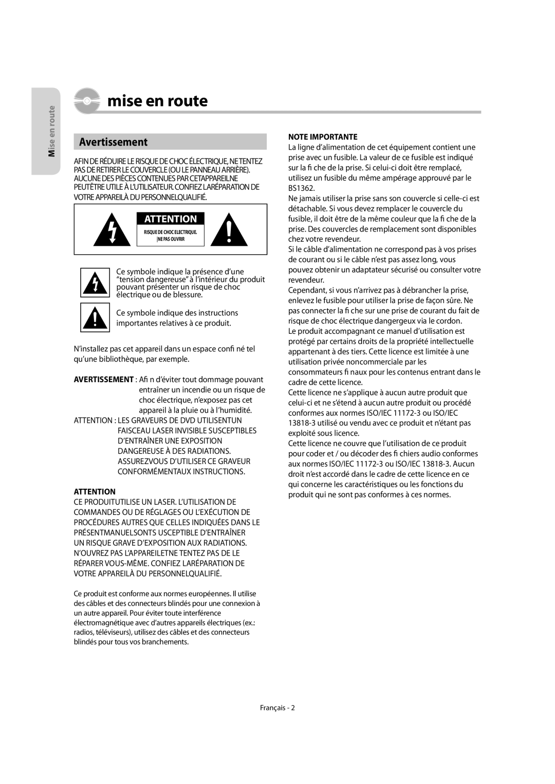 Samsung DVD-VR475A/XEF, DVD-VR475/XEF manual Avertissement, Votre Appareilà DU Personnelqualifié, Français 