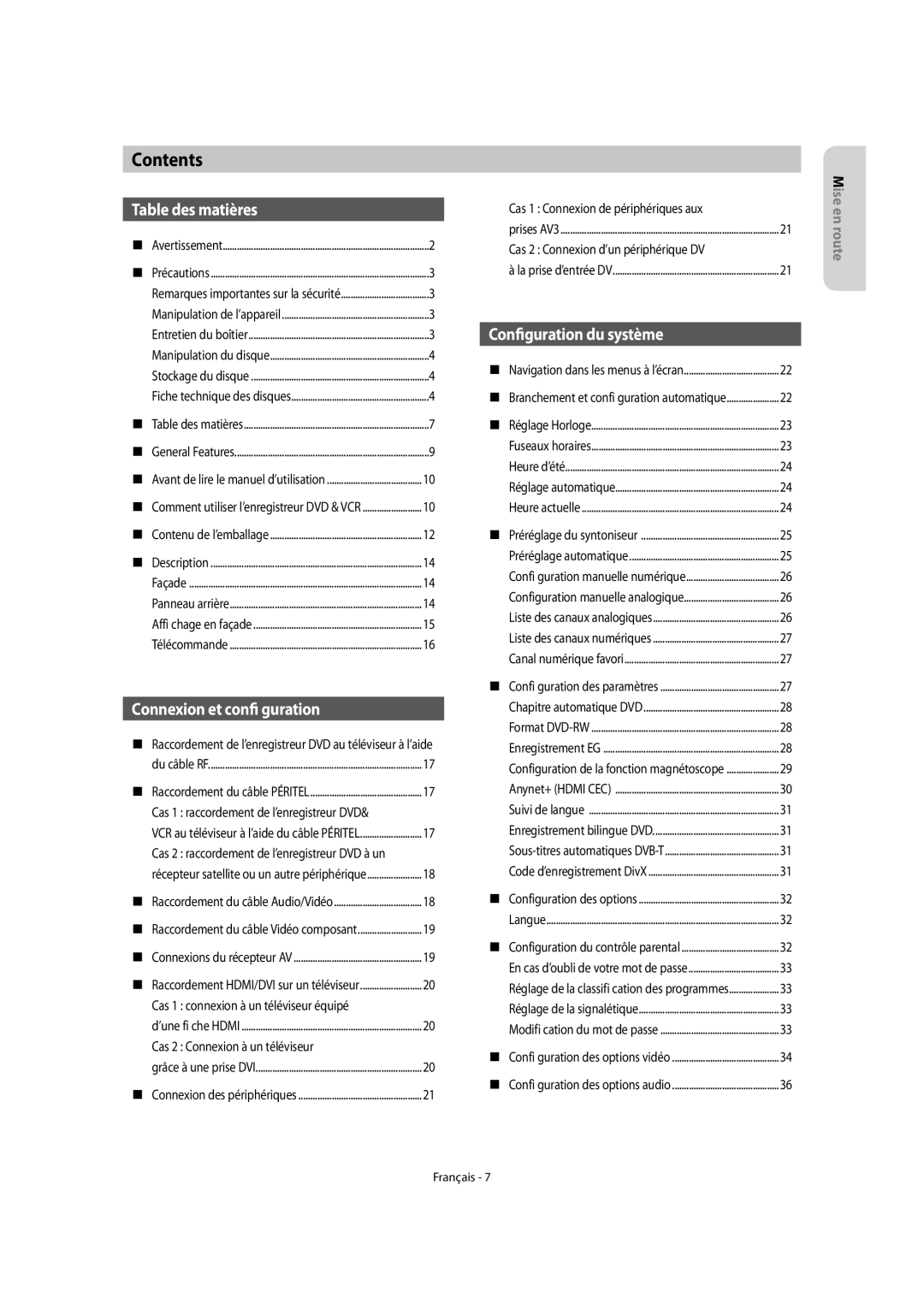 Samsung DVD-VR475/XEF, DVD-VR475A/XEF manual Contents 