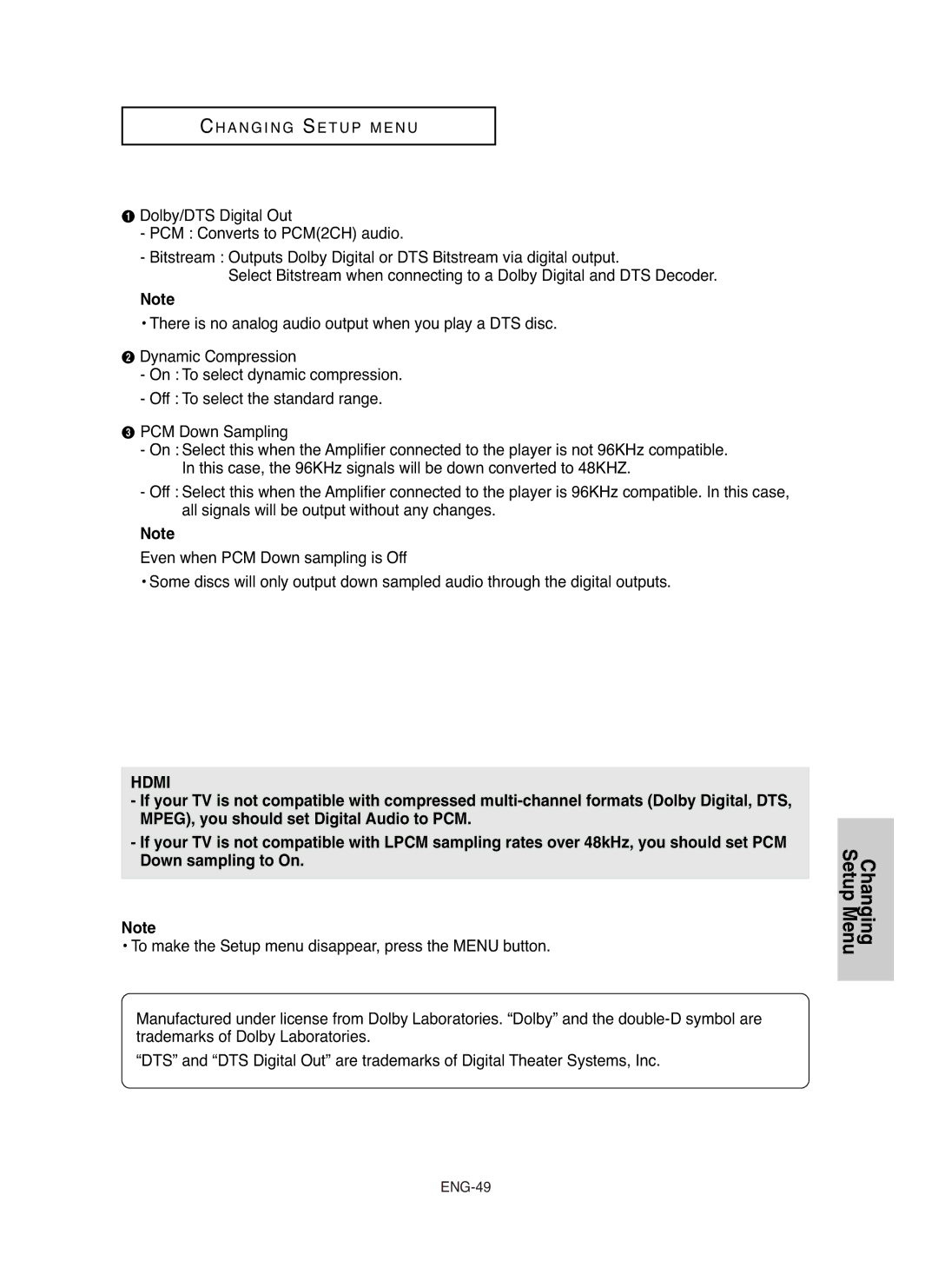 Samsung DVDHD850 manual ENG-49 