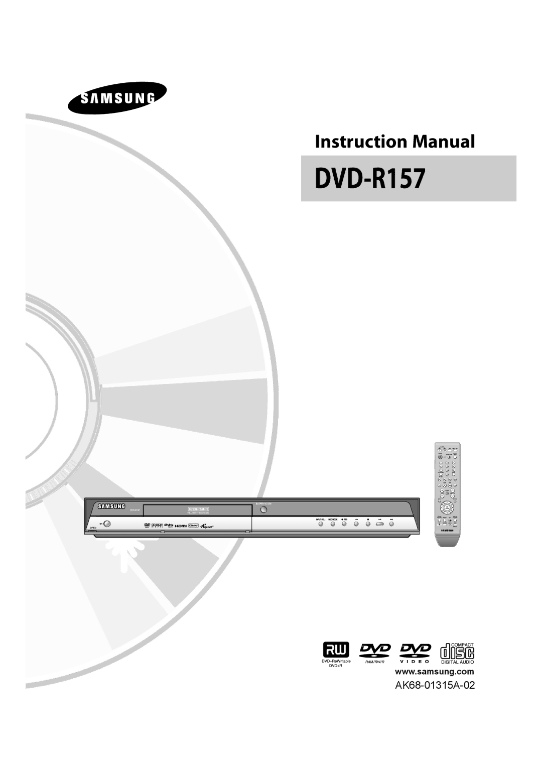 Samsung DVDR157 instruction manual DVD-R157 