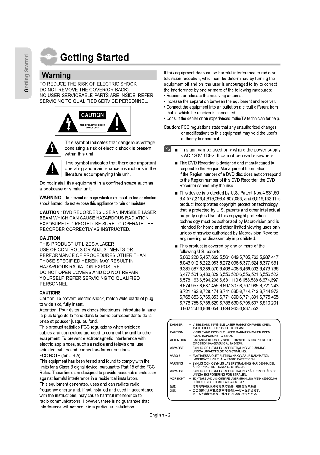 Samsung DVDR157 instruction manual Getting Started 