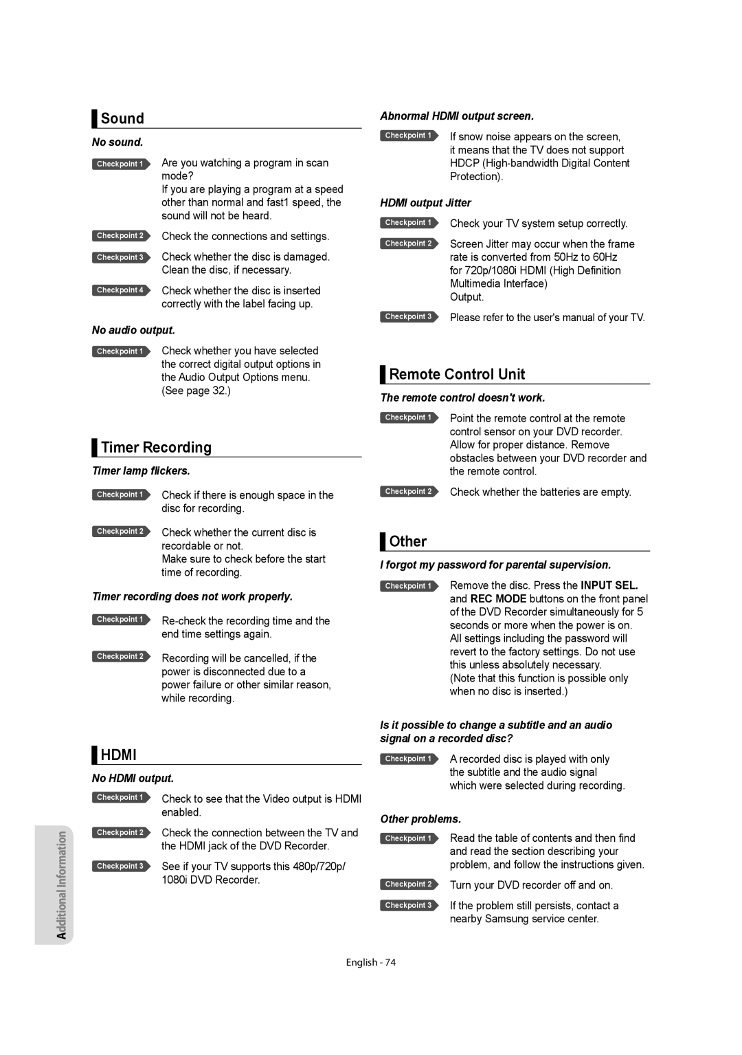 Samsung DVDR157 instruction manual Sound, Timer Recording, Remote Control Unit, Other 