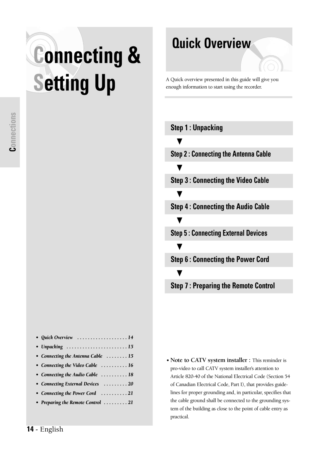 Samsung DVDVR300 instruction manual Connecting & Setting Up, Quick Overview 