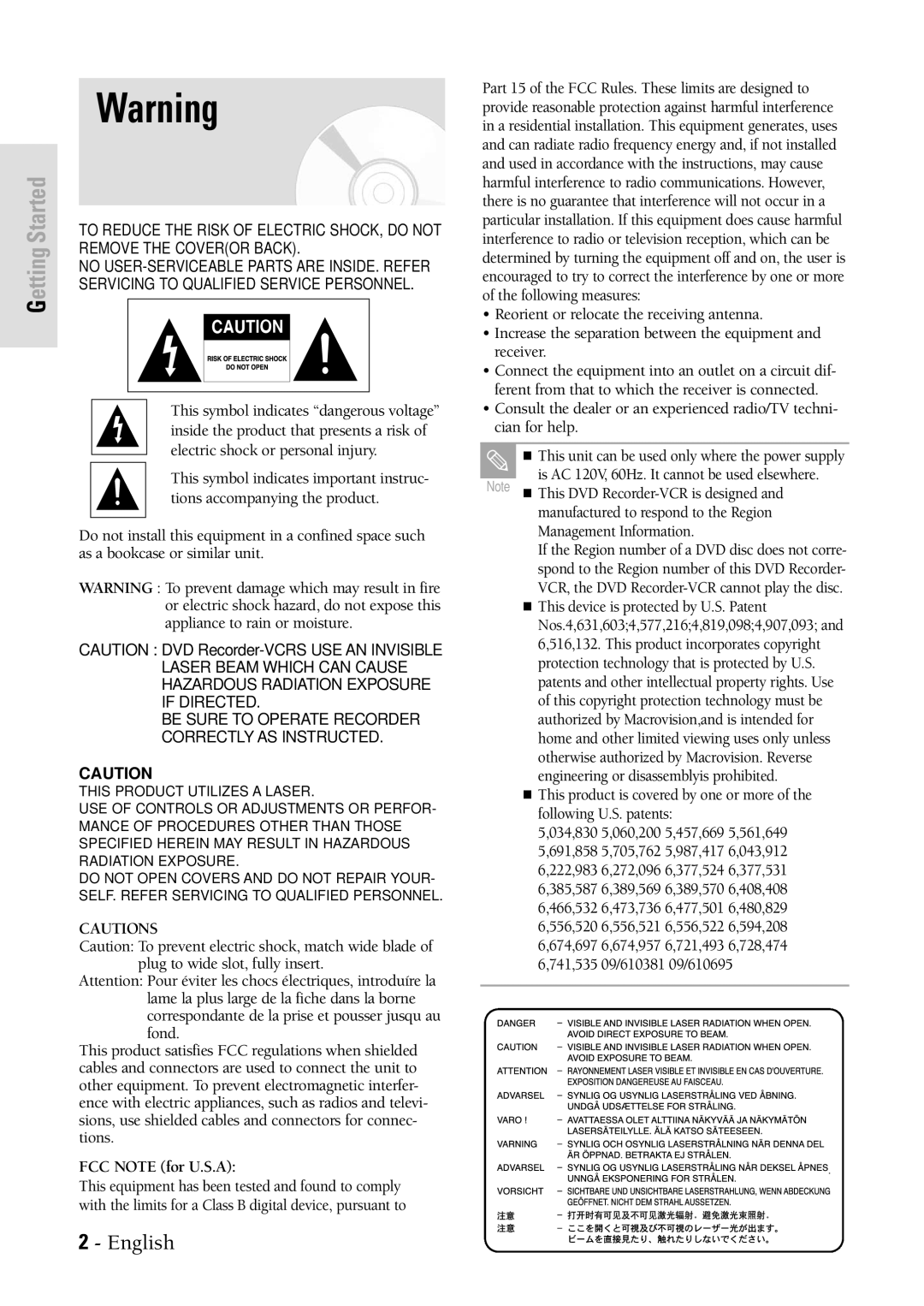 Samsung DVDVR300 instruction manual Getting Started 