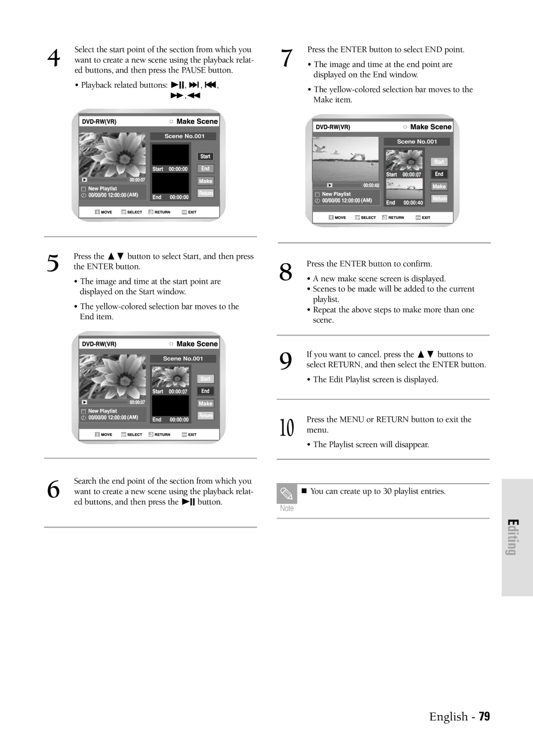 Samsung DVDVR300 instruction manual Press the Enter button to select END point 