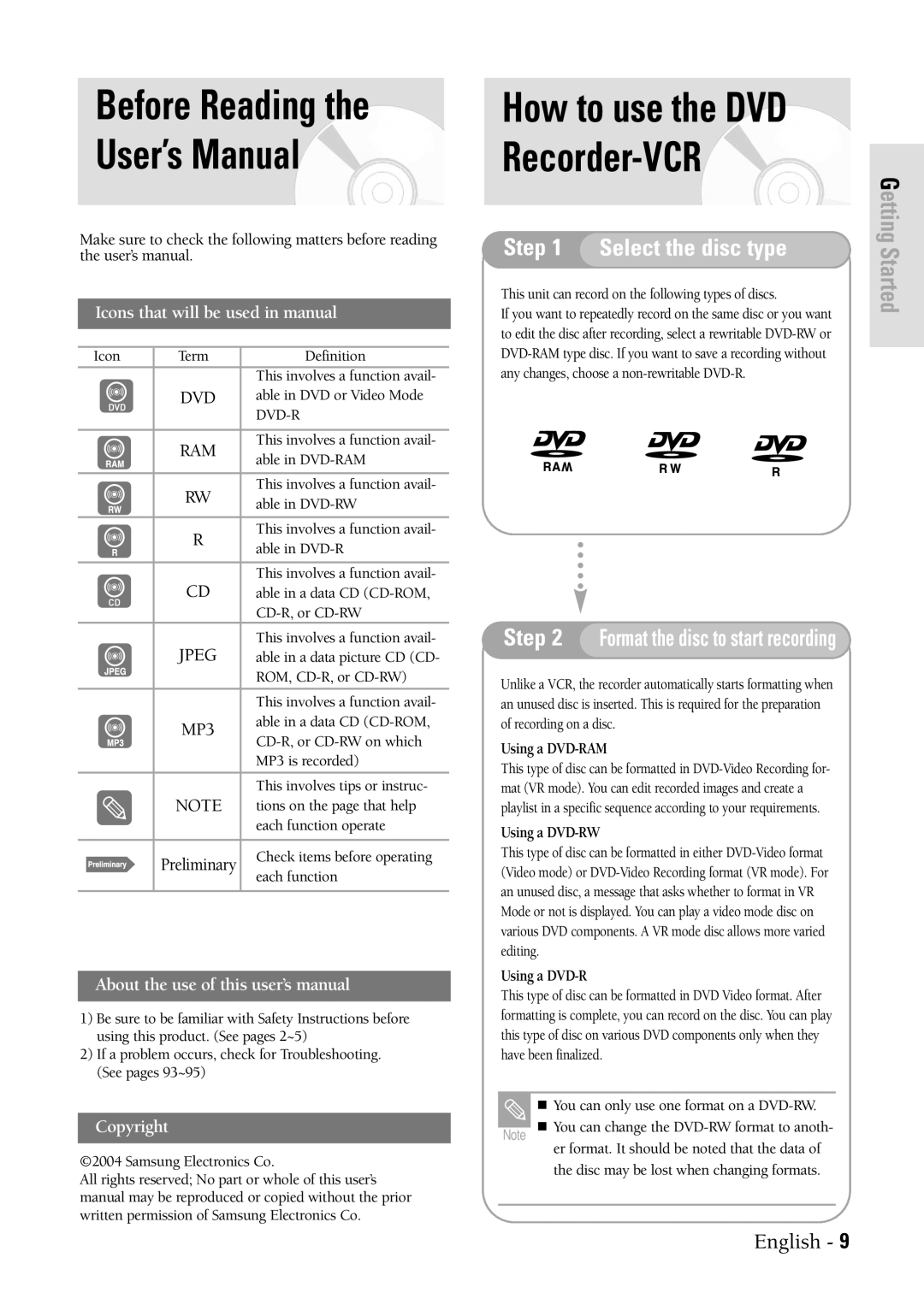 Samsung DVDVR300 instruction manual Before Reading User’s Manual, How to use the DVD Recorder-VCR 