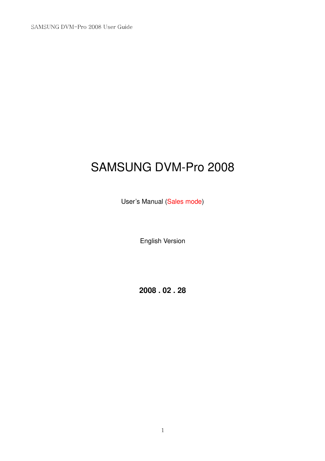 Samsung DVM-PRO 2008 user manual Samsung DVM-Pro 