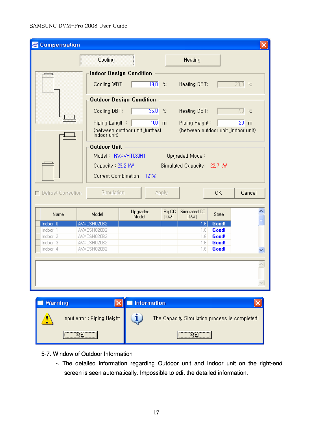 Samsung DVM-PRO 2008 user manual Window of Outdoor Information, SAMSUNG DVM-Pro2008 User Guide 