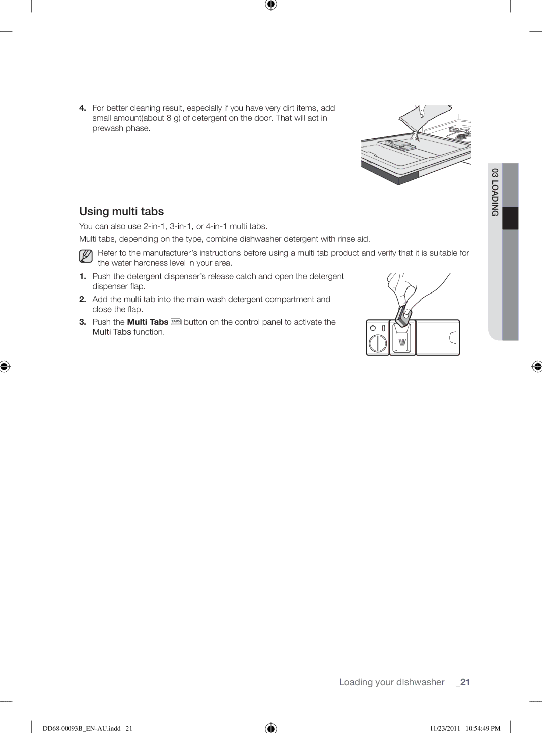 Samsung DW-FG520, DW-FG720 user manual Using multi tabs 