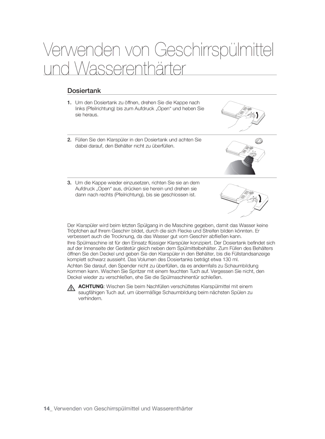 Samsung DW-FN320T/EUR, DW-FN320W/EUR manual Dosiertank 