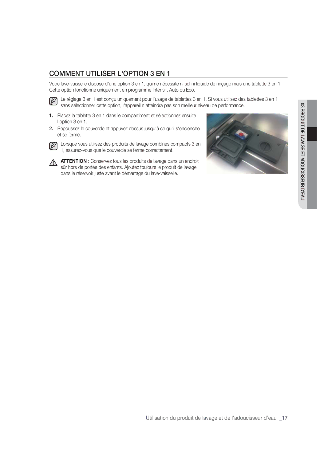 Samsung DW-FN320W/EUR, DW-FN320T/EUR manual Comment Utiliser Loption 3 EN 