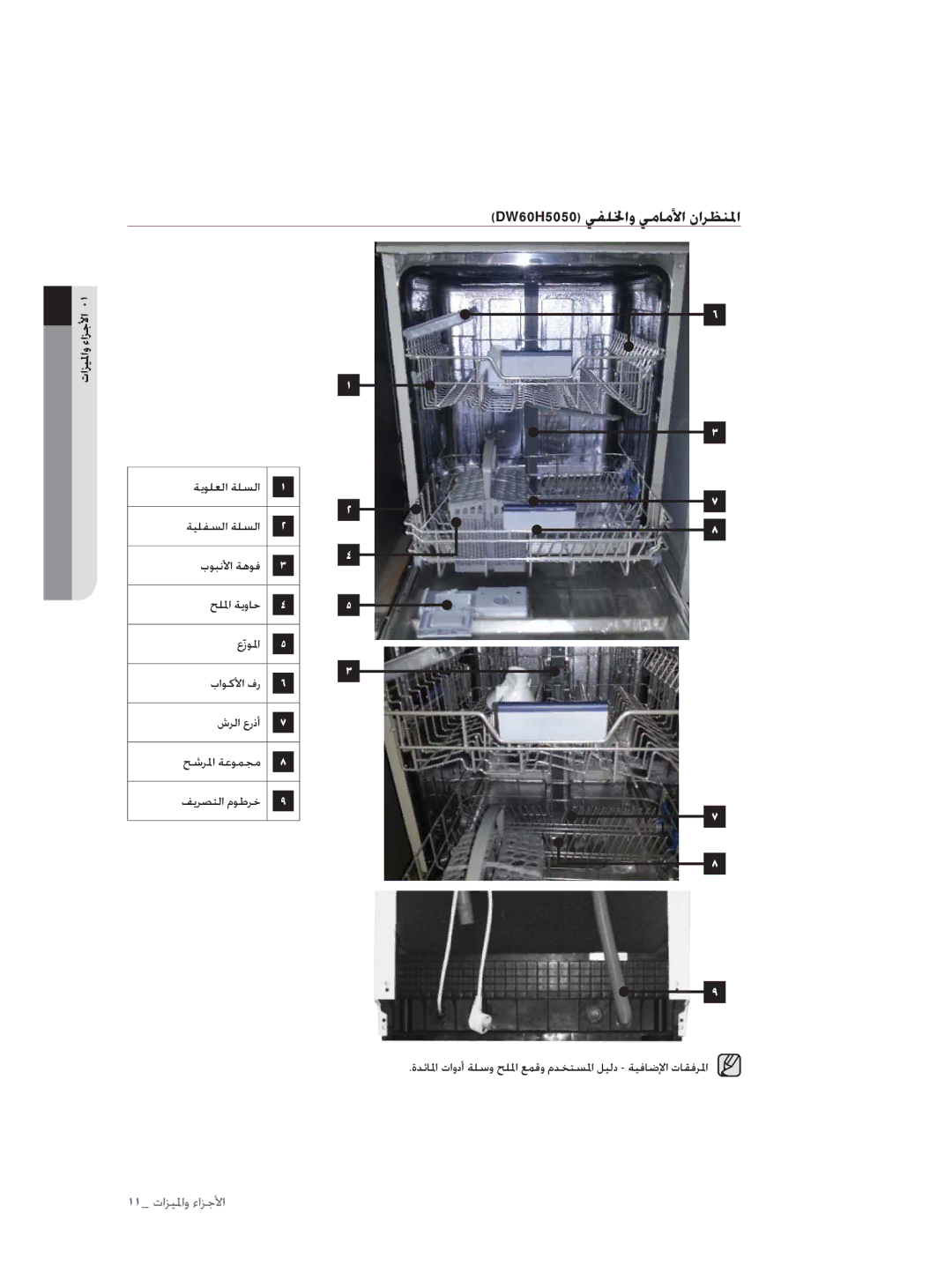 Samsung DW60H3010FW/TN, DW60H5050FS/TN manual DW60H5050 ﻲﻔﻠﳋاو ﻲﻣﺎﻣﻷا ناﺮﻈﻨﳌا 