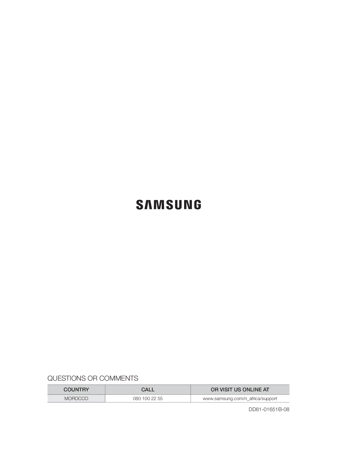 Samsung DW60H5050FS/TN, DW60H3010FW/TN manual DD81-01651B-08 