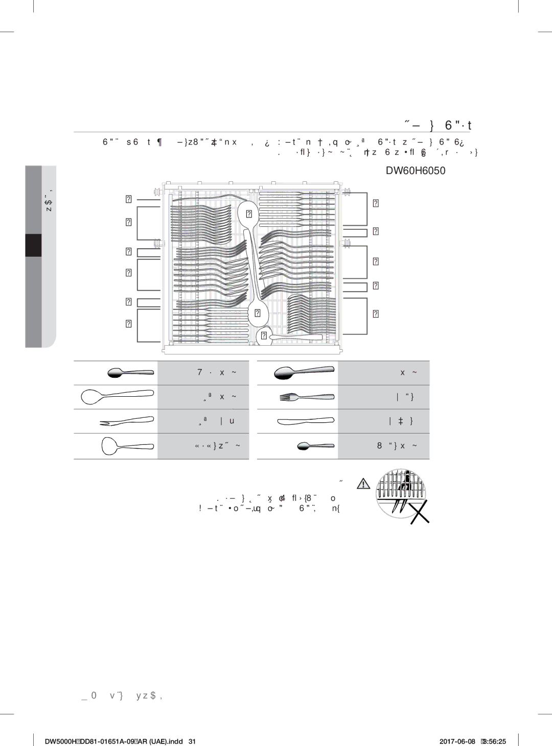 Samsung DW60H3010FW/TR, DW60H6050FW/TR, DW60H6050FS/TR, DW60H3010FV/TR, DW60H5050FW/TR, DW60H5050FS/TR ةﺮﻔﺴﻟا تاودأ ﺔﻠﺳ, ﺮﻳﺬﲢ 