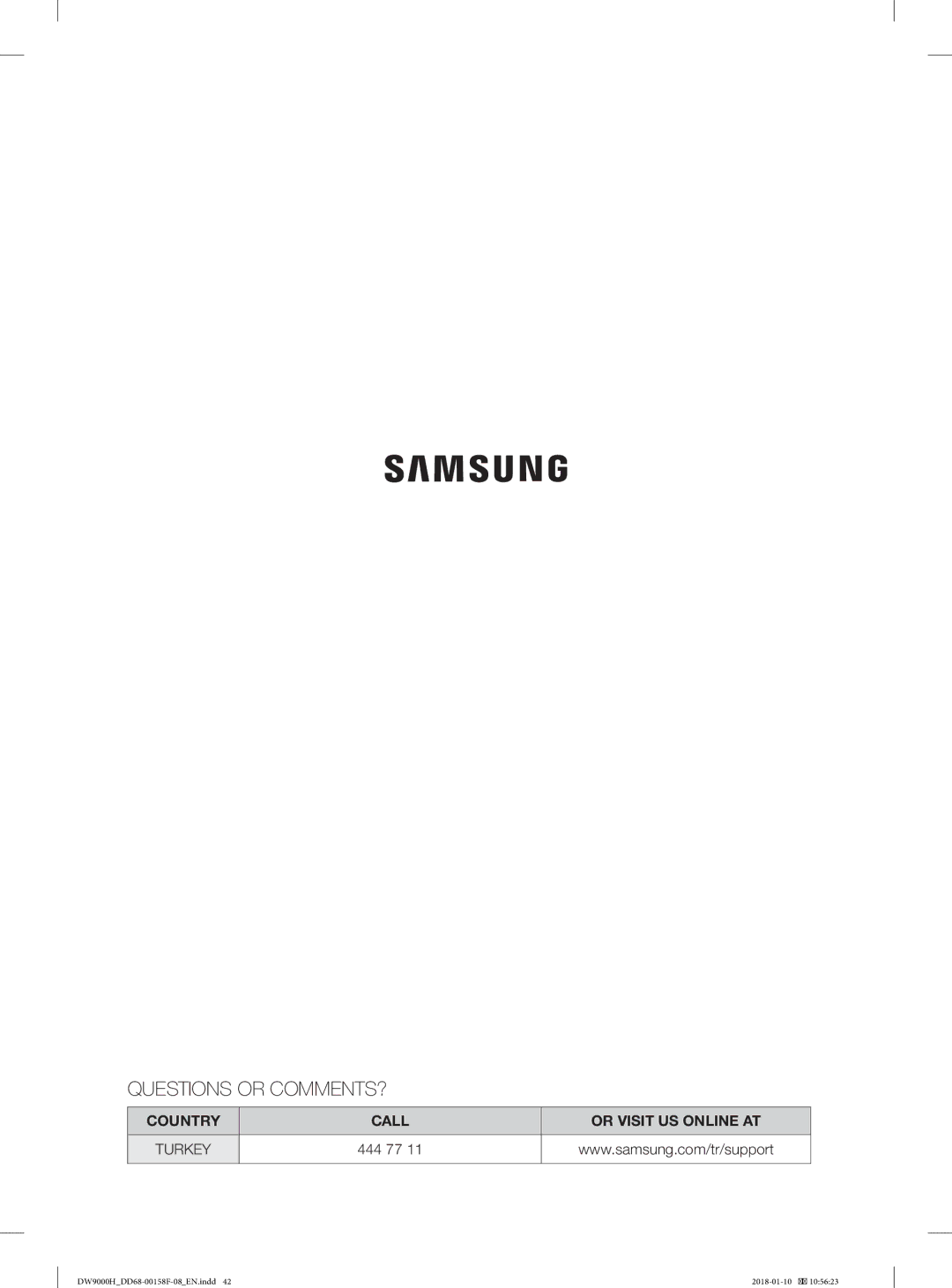 Samsung DW60H9950FS/TR, DW60H9950FW/TR manual Questions or COMMENTS?, 444 77 