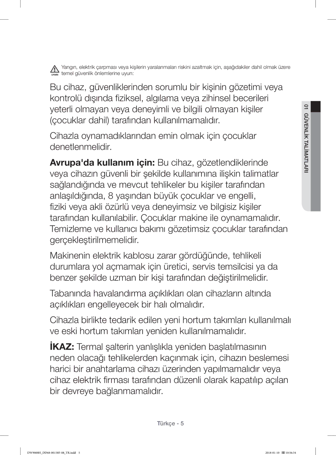 Samsung DW60H9950FW/TR, DW60H9950FS/TR manual Türkçe 