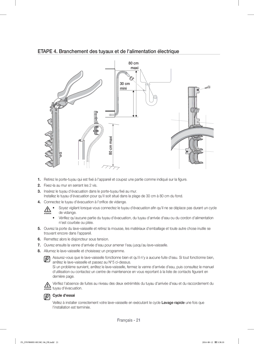 Samsung DW60H9970FS/EF manual Cm mini, Cycle dessai 