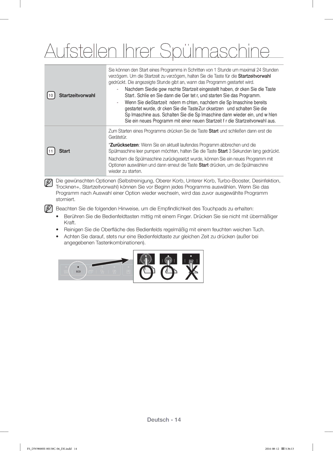 Samsung DW60H9970FS/EF manual Startzeitvorwahl 