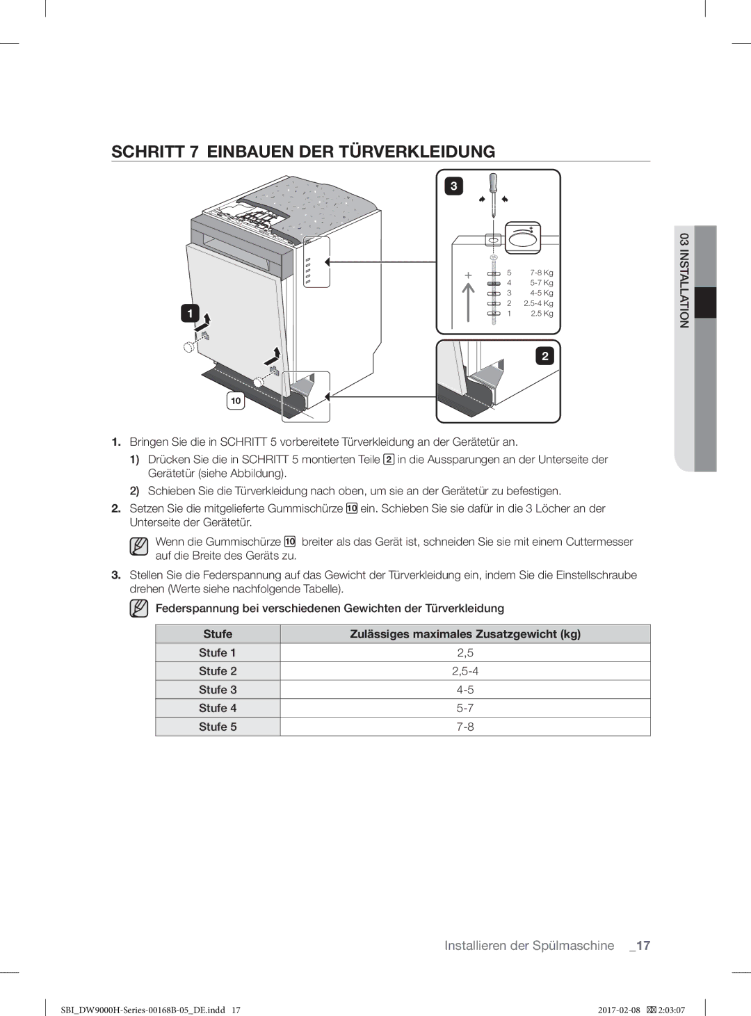 Samsung DW60J9970BB/EG, DW60J9950SS/EF manual Schritt 7 Einbauen DER Türverkleidung 