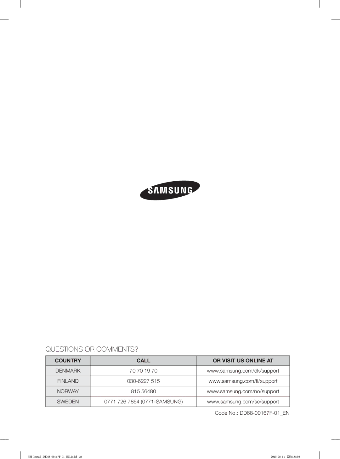 Samsung DW60J9970BB/EE manual Questions or COMMENTS? 