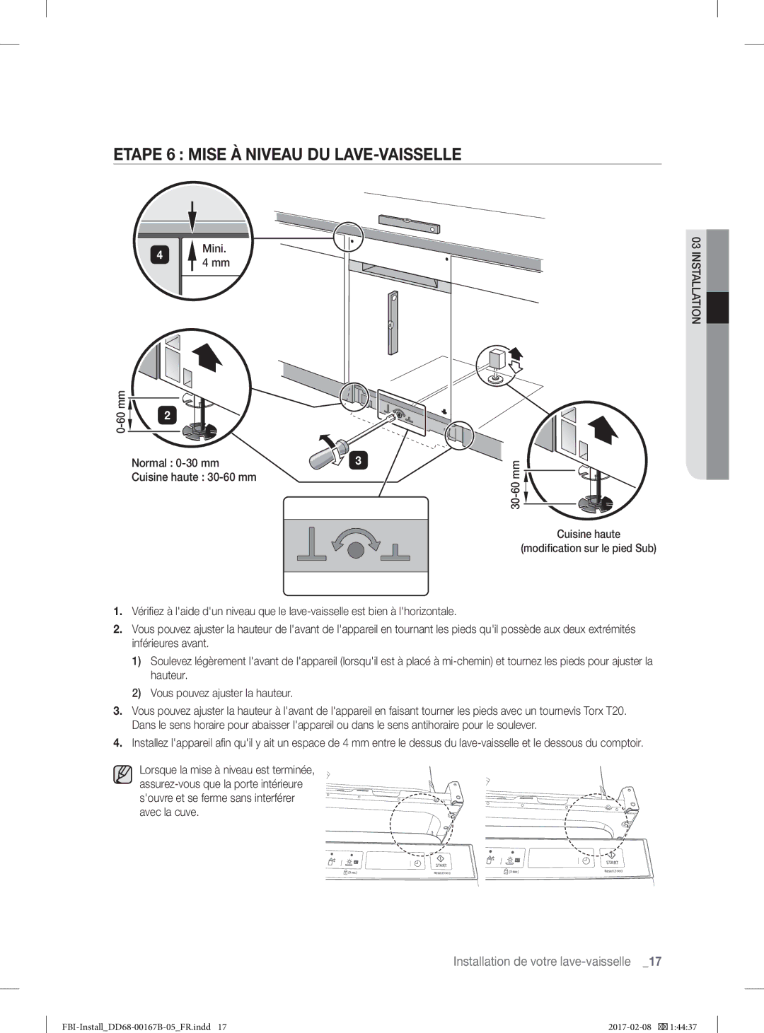 Samsung DW60J9970BB/EG manual Etape 6 Mise À Niveau DU LAVE-VAISSELLE 