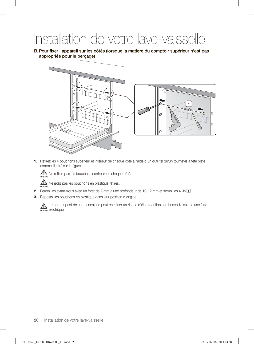 Samsung DW60J9970BB/EG manual Installation de votre lave-vaisselle 