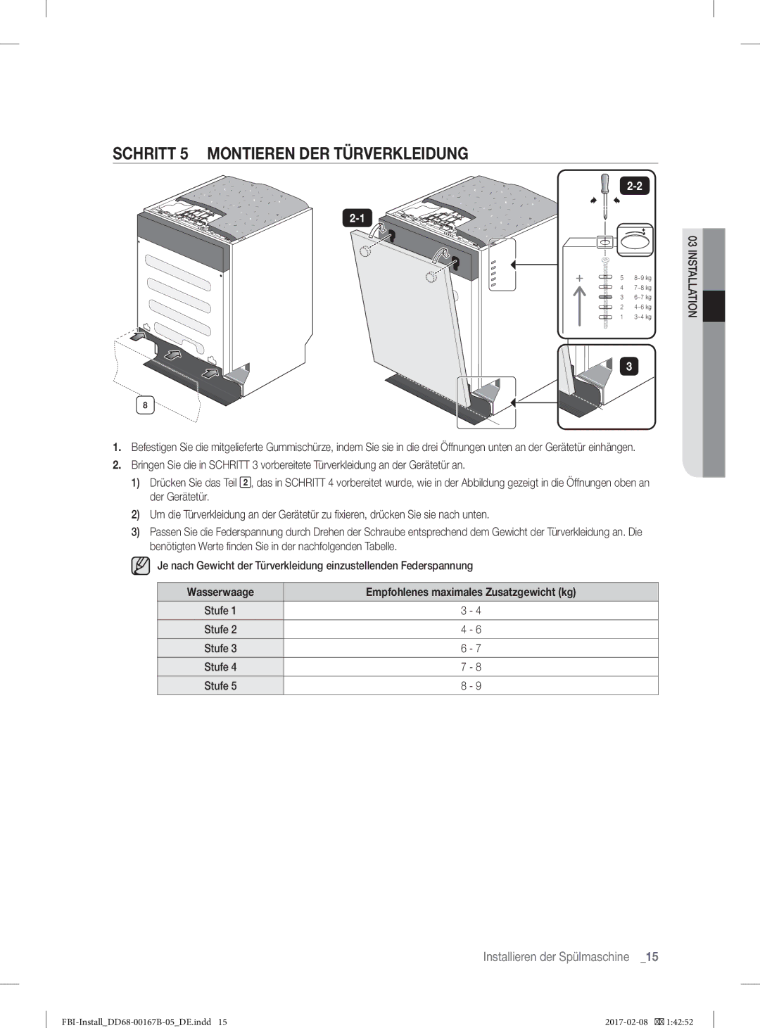 Samsung DW60J9970BB/EG manual Schritt 5 Montieren DER Türverkleidung 