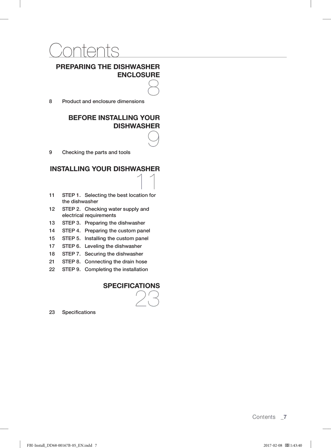 Samsung DW60J9970BB/EG manual Contents 