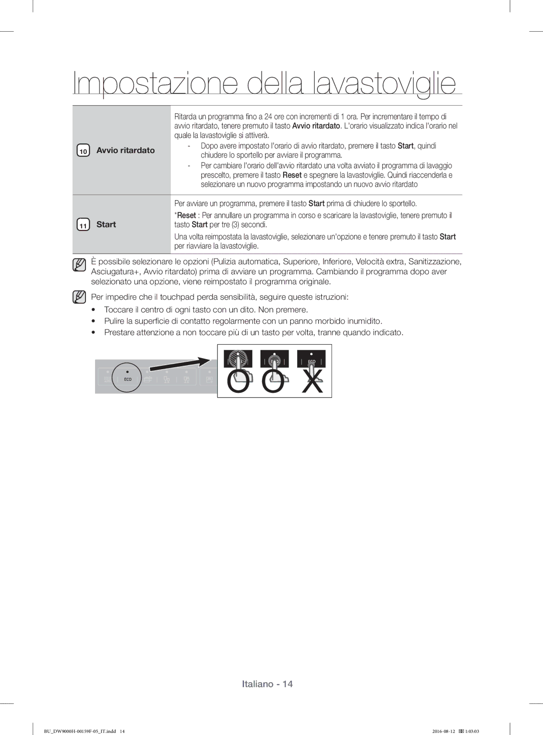 Samsung DW60K8550BB/ET, DW60J9970BB/ET, DW60J9960US/ET manual Avvio ritardato, Start 