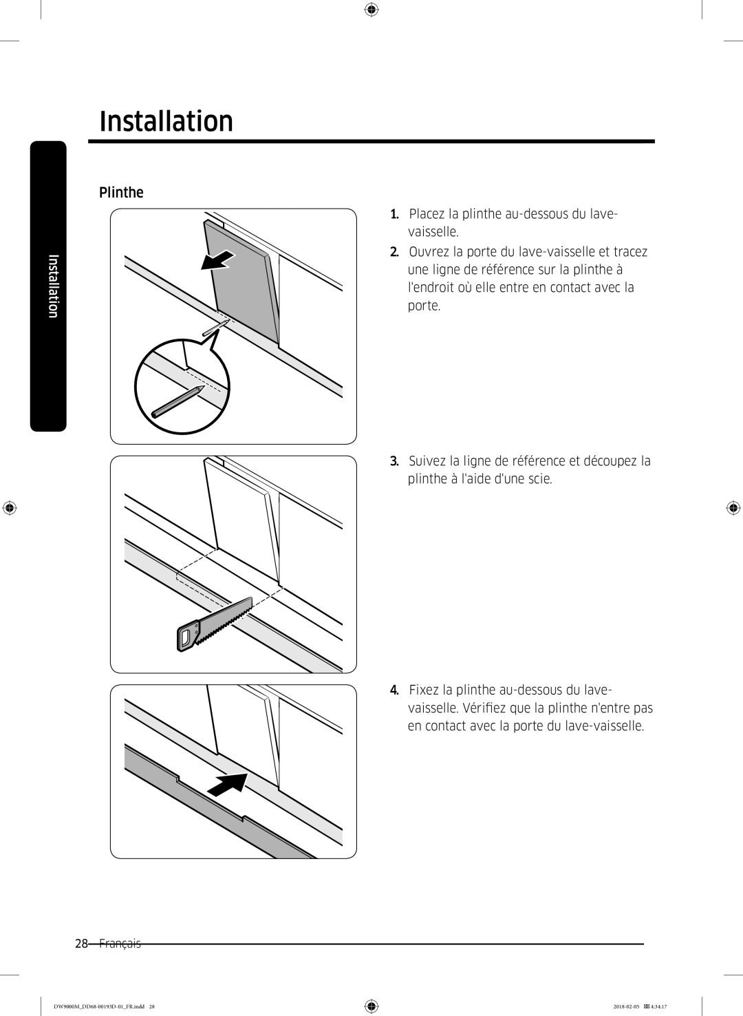 Samsung DW60M9530BB/ET, DW60M9970US/ET, DW60M9550BB/ET manual Plinthe 