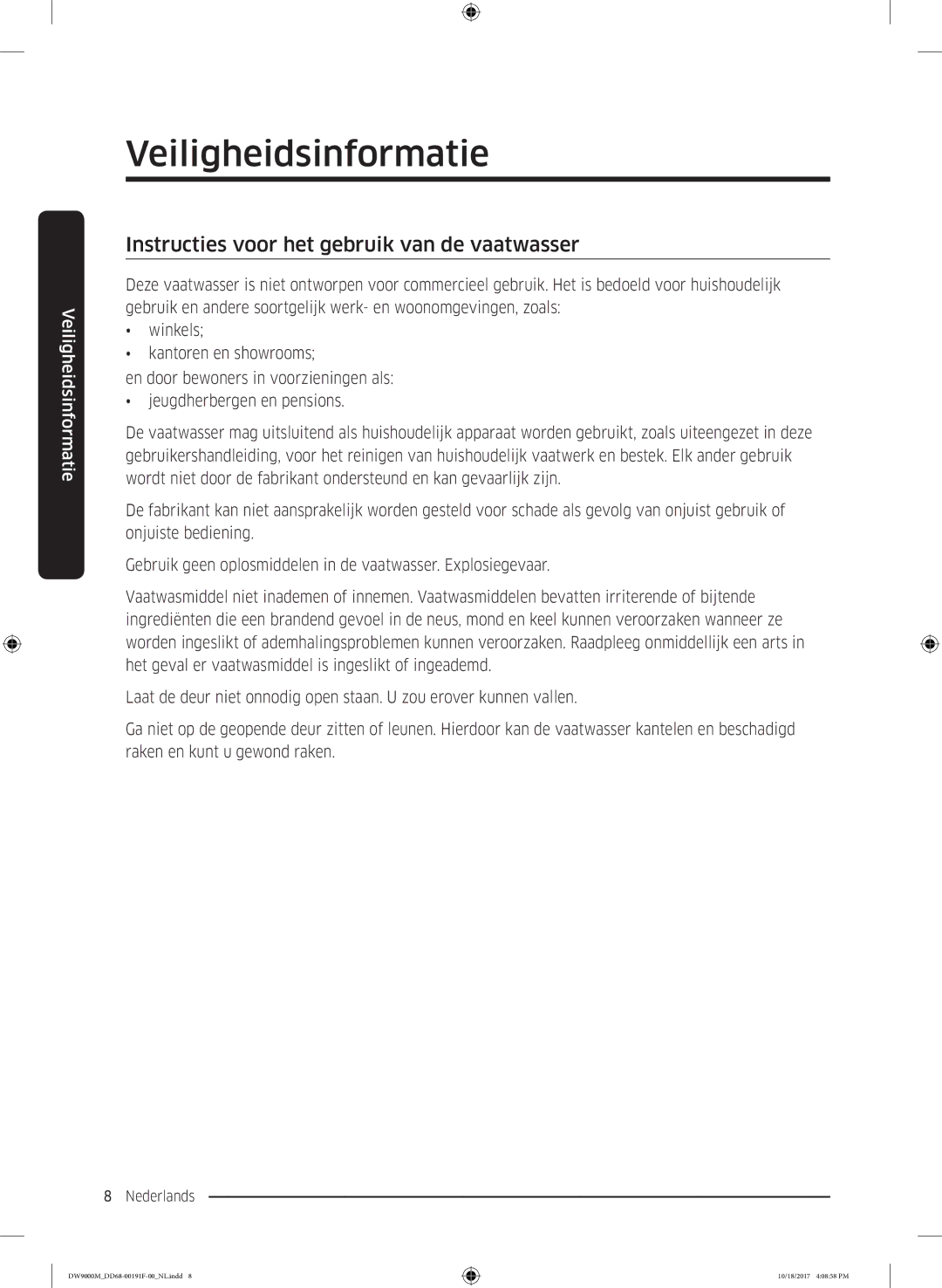 Samsung DW60M9970US/ET, DW60M9530BB/ET, DW60M9550BB/ET manual Instructies voor het gebruik van de vaatwasser 