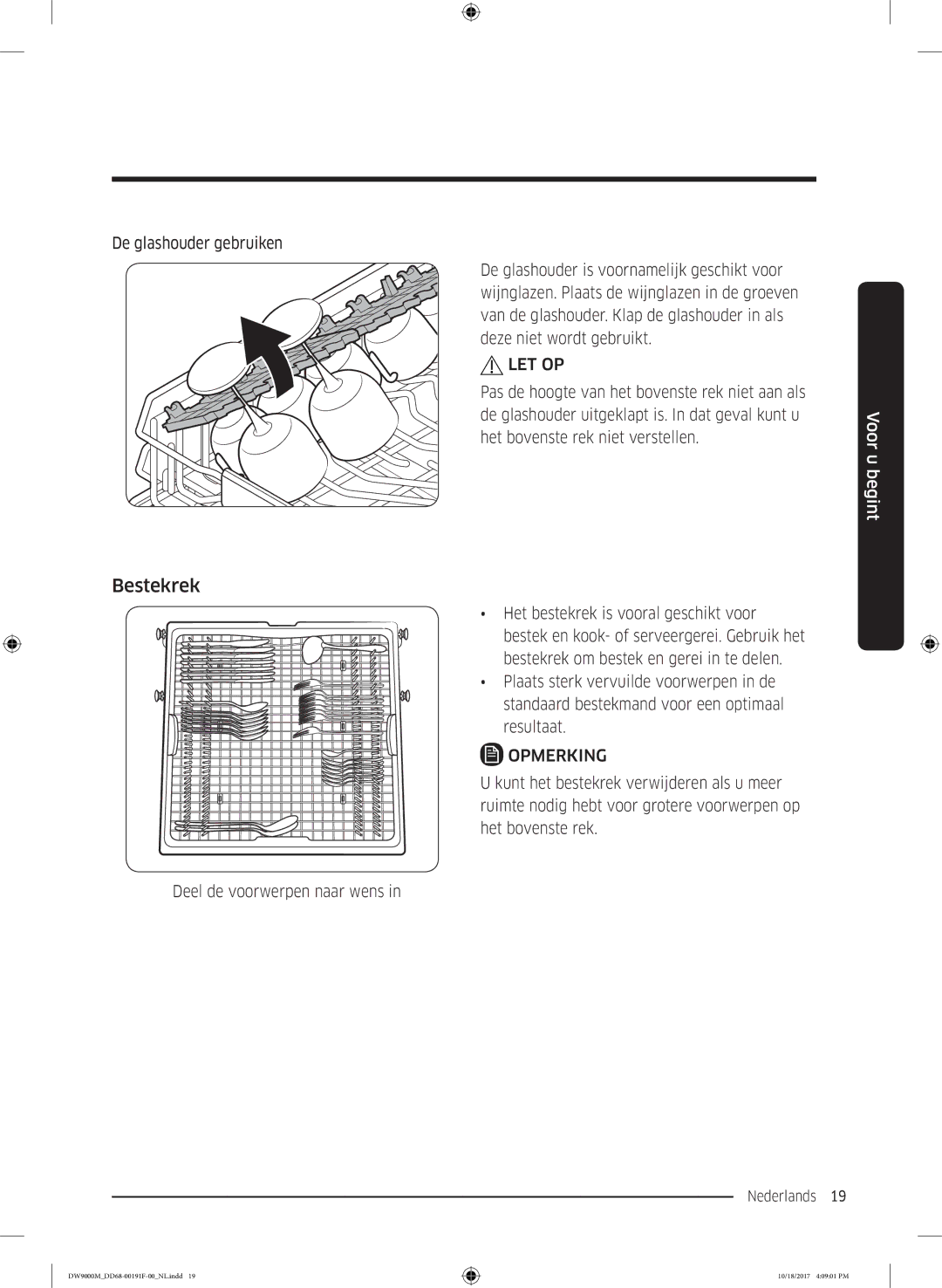 Samsung DW60M9530BB/ET, DW60M9970US/ET, DW60M9550BB/ET manual Bestekrek, Opmerking 