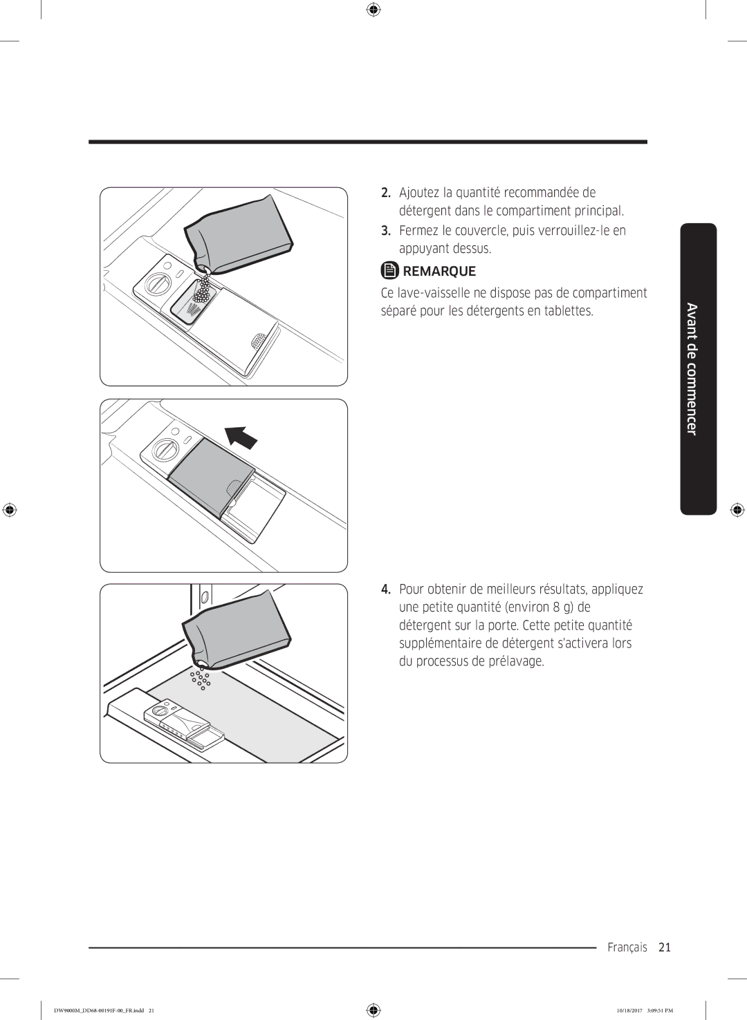 Samsung DW60M9970US/ET, DW60M9530BB/ET, DW60M9550BB/ET manual Fermez le couvercle, puis verrouillez-le en appuyant dessus 