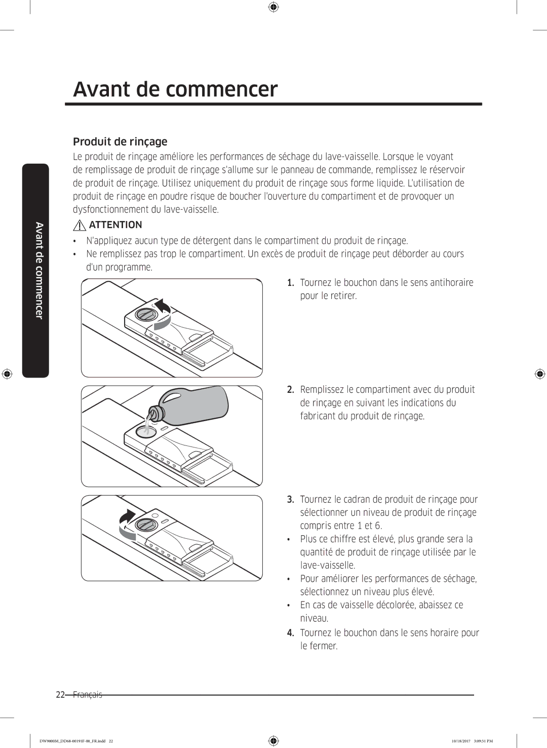 Samsung DW60M9550BB/ET, DW60M9530BB/ET, DW60M9970US/ET manual Produit de rinçage 