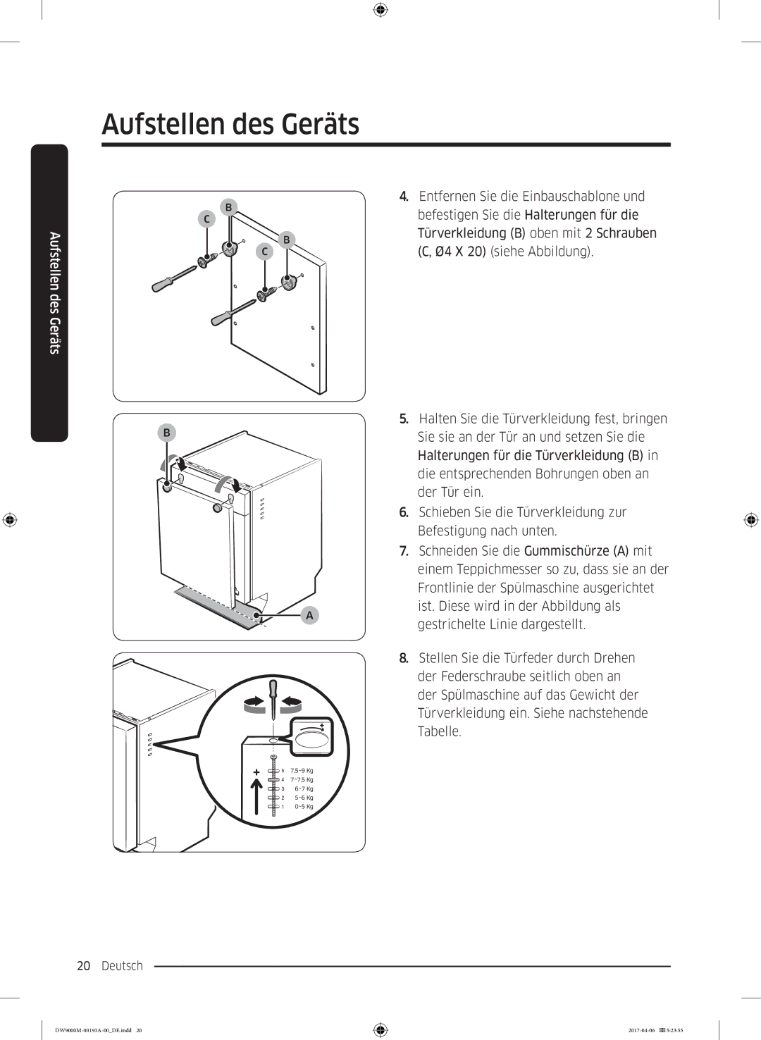 Samsung DW60M9550BB/EG manual Türverkleidung B oben mit 2 Schrauben 