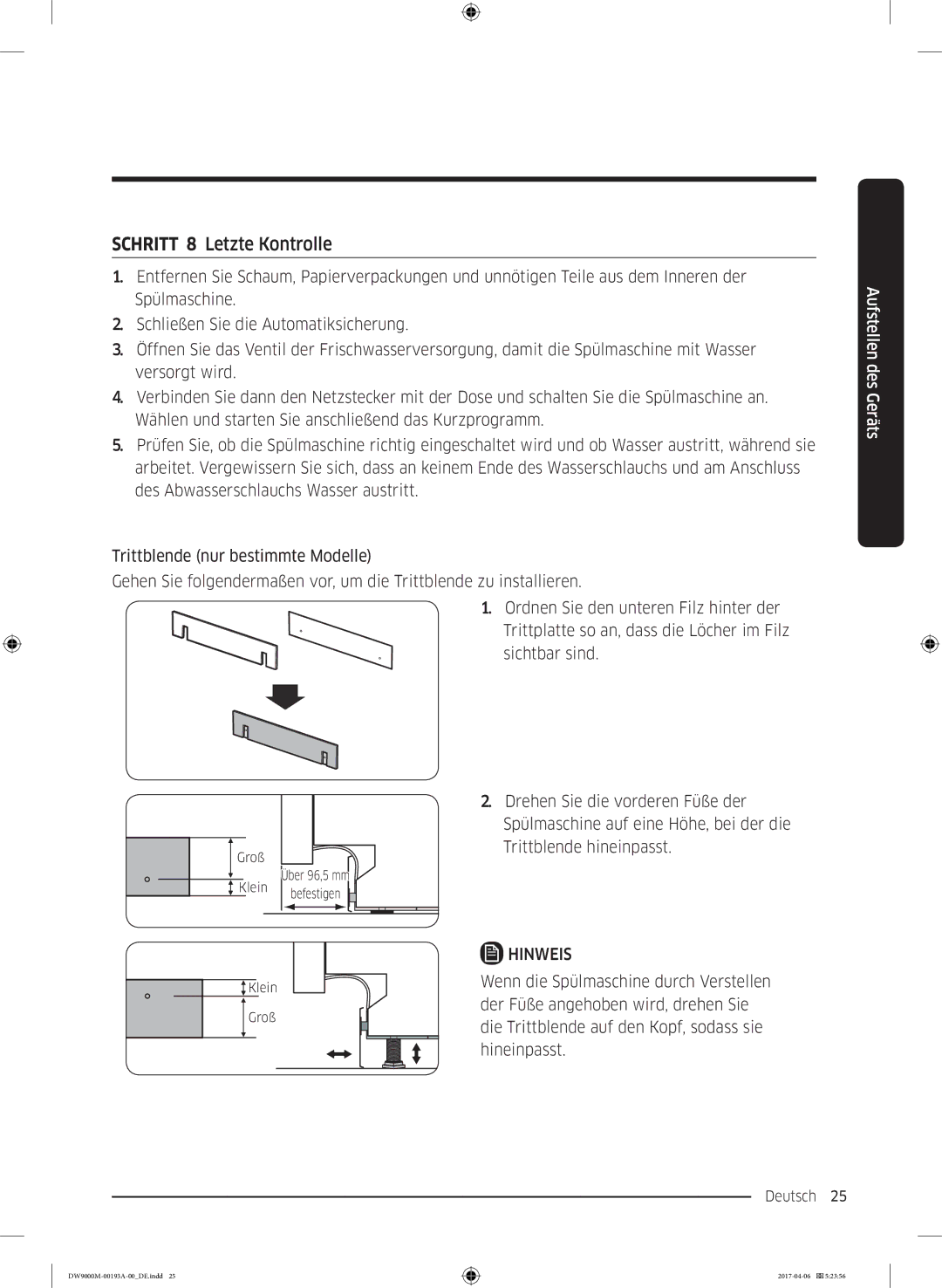 Samsung DW60M9550BB/EG manual Schritt 8 Letzte Kontrolle 