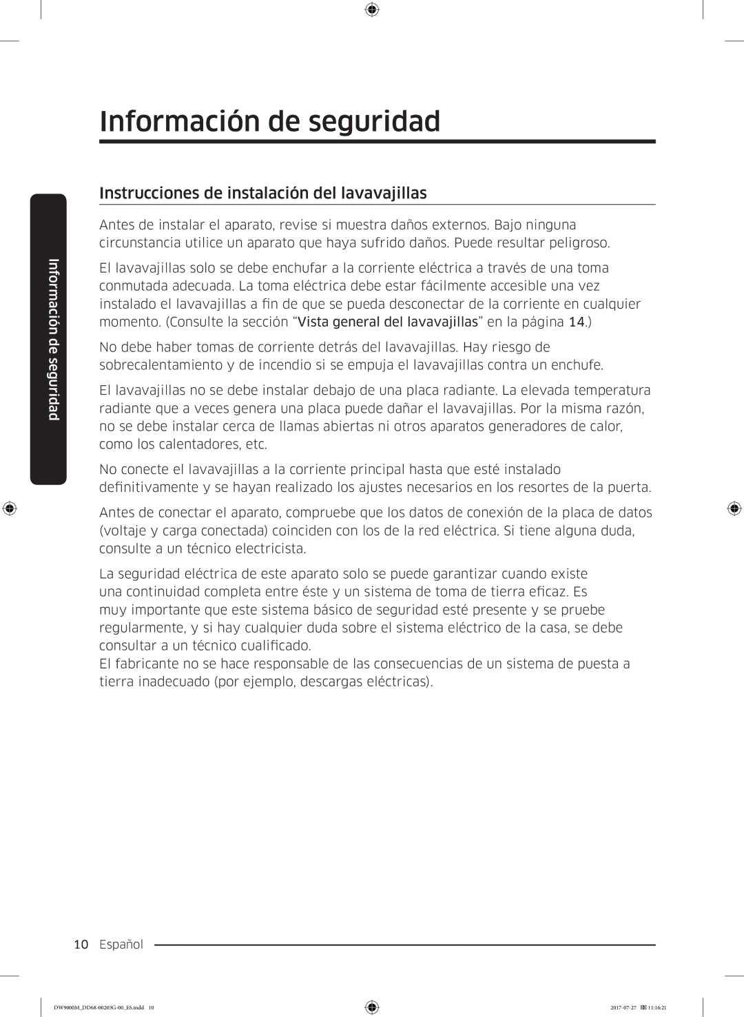 Samsung DW60M9550FS/EC, DW60M9550FW/EC manual Instrucciones de instalación del lavavajillas 